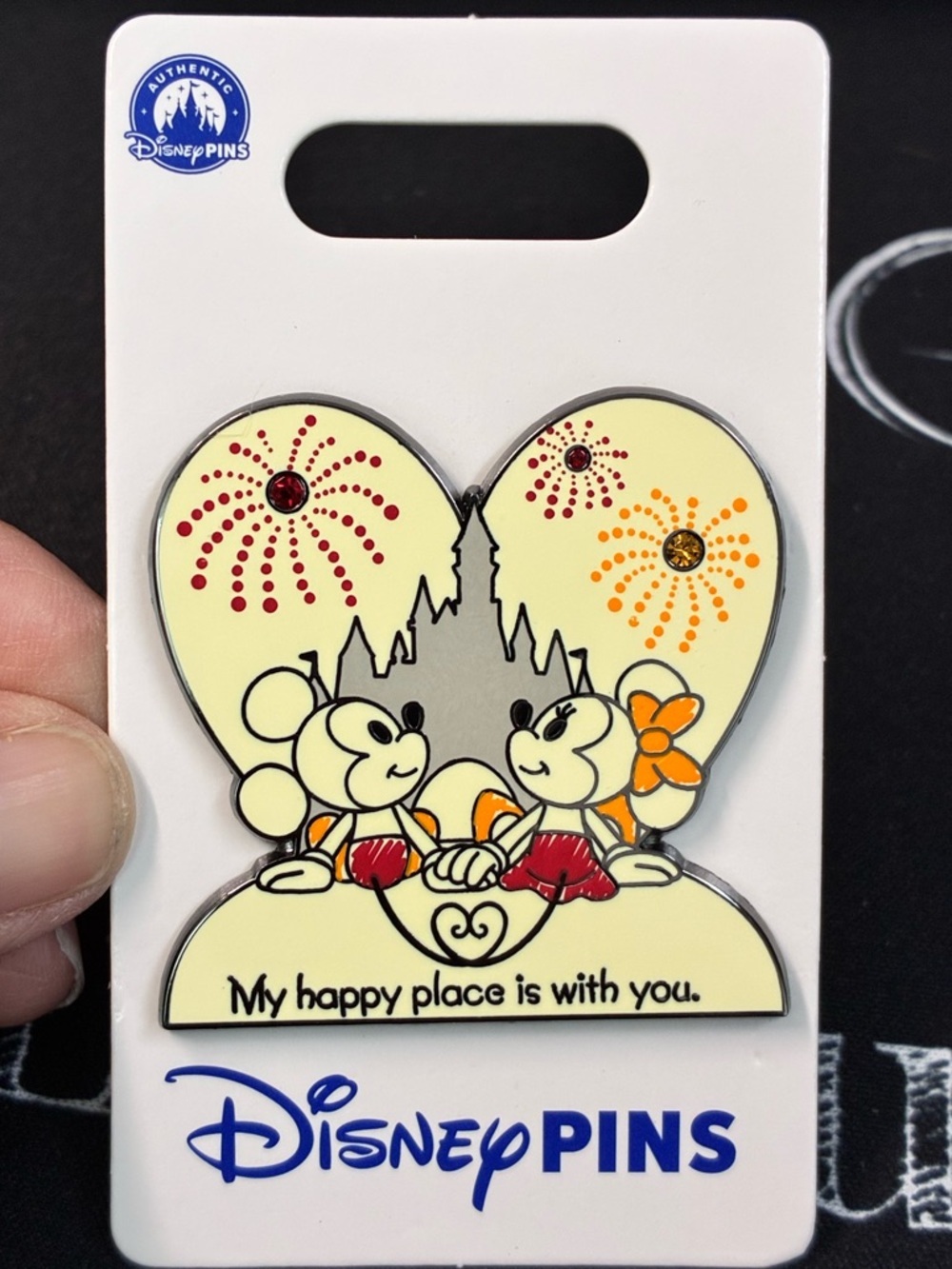 Disney Parks Mickey and Minnie Mouse Heart Shaped Pin